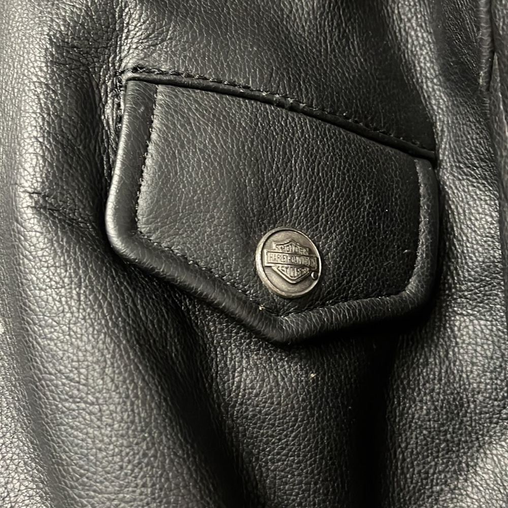 SOLD Harley Davidson Men’s Leather Flames Jacket M - Picture 4 of 8